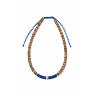Picture jasper, Jade, & Diamond Adjustable Beaded Necklace with Gold Beads - royal blue