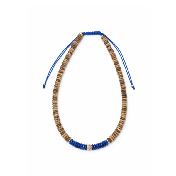 Picture jasper, Jade, & Diamond Adjustable Beaded Necklace with Gold Beads