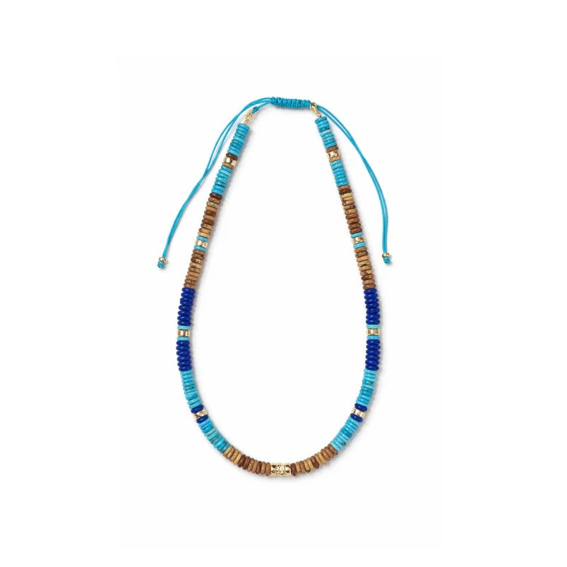 Picture jasper, Turquoise, & Jade Adjustable Beaded Necklace with Gold Beads