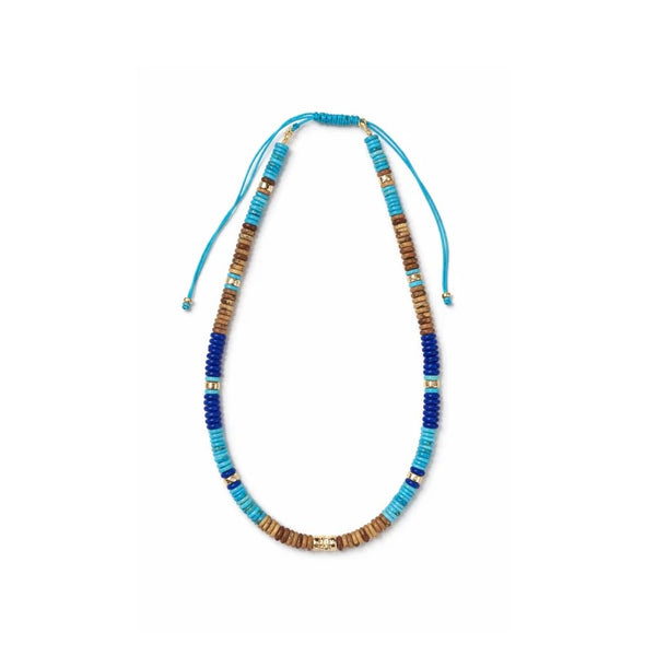 Picture jasper, Turquoise, & Jade Adjustable Beaded Necklace with Gold Beads