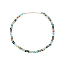 Larimar & Spiny Oyster Turquoise Chain or Adjustable Beaded Necklace with Gold Beads