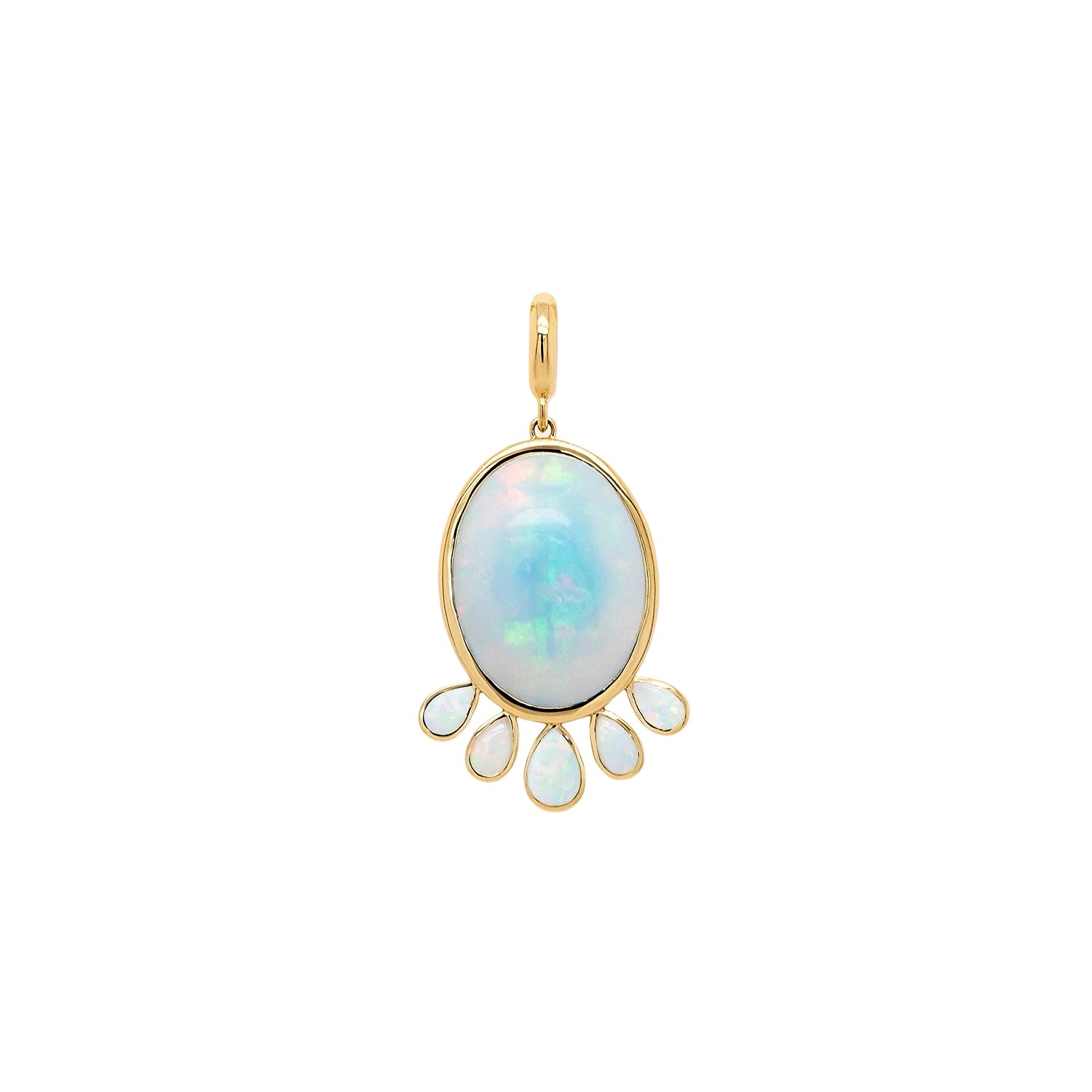 Oval Opal Fringe Charm with Diamond Pears