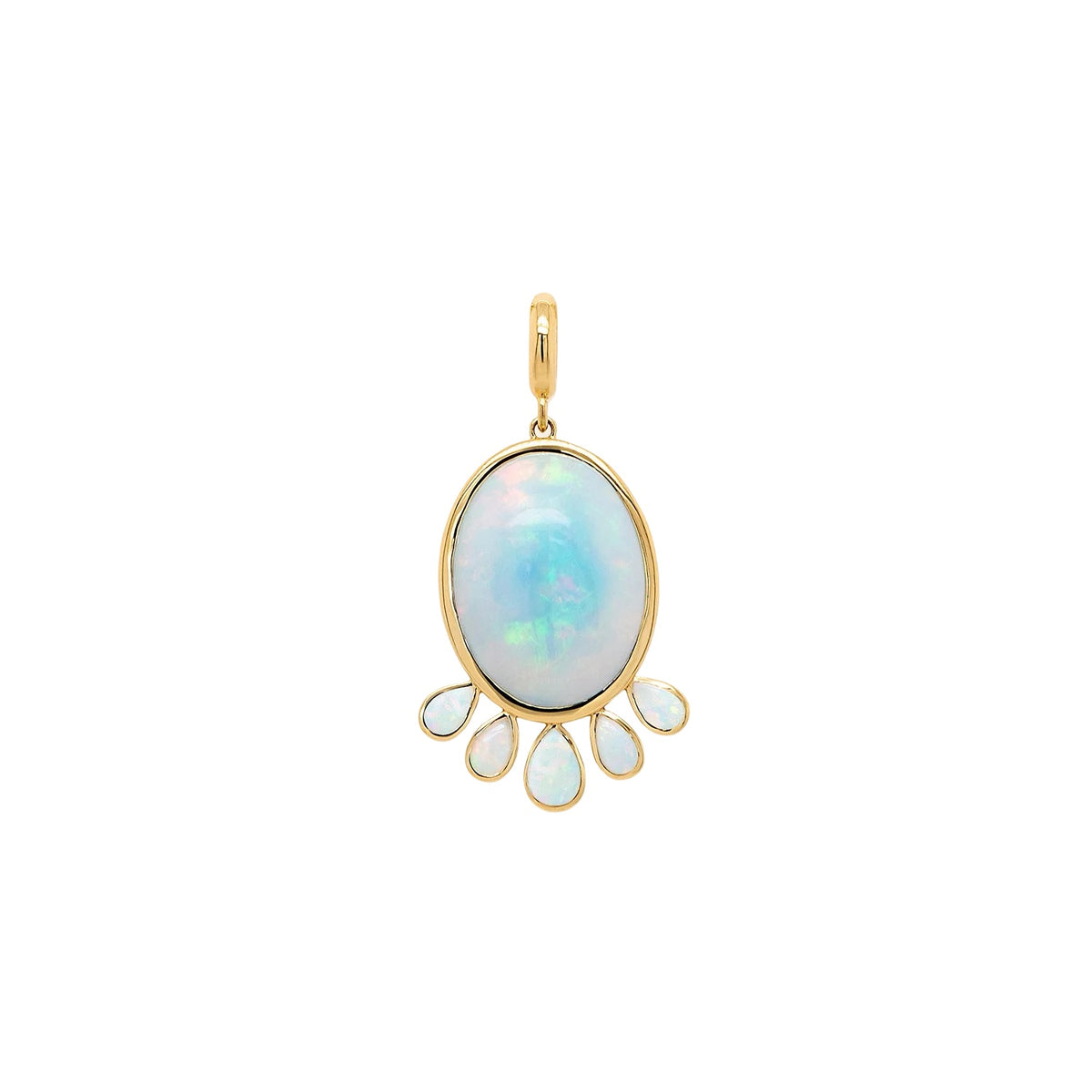 Oval Opal Fringe Charm with Diamond Pears