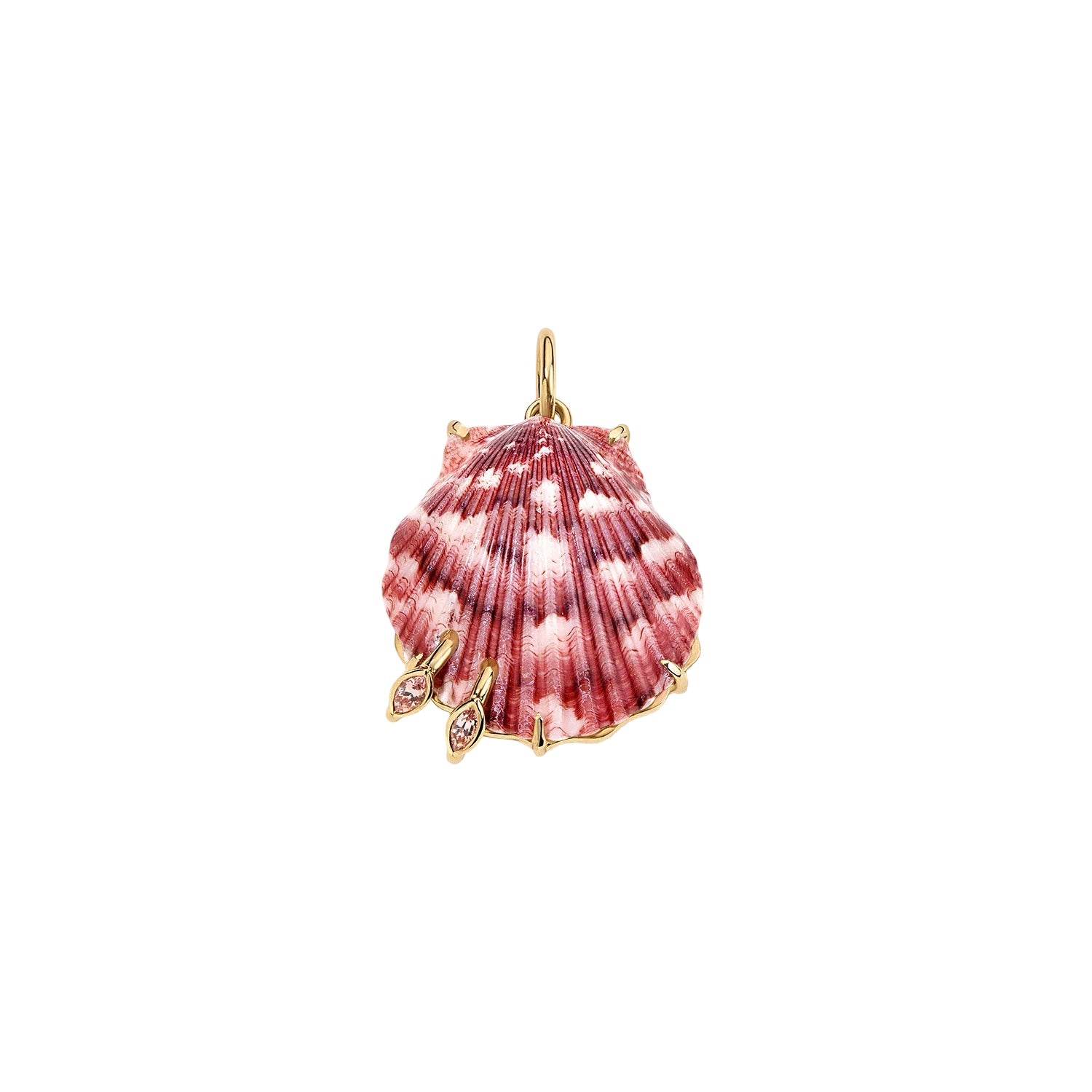 Double Pierced Shell Charm with Malaya Garnet