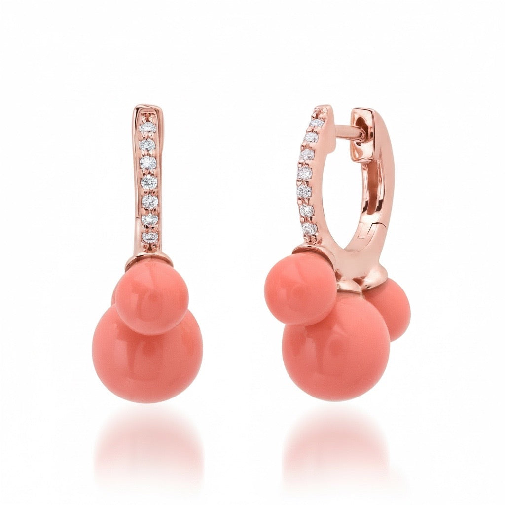 Trio Gemstone & Pave Diamond Huggie Hoop Earrings