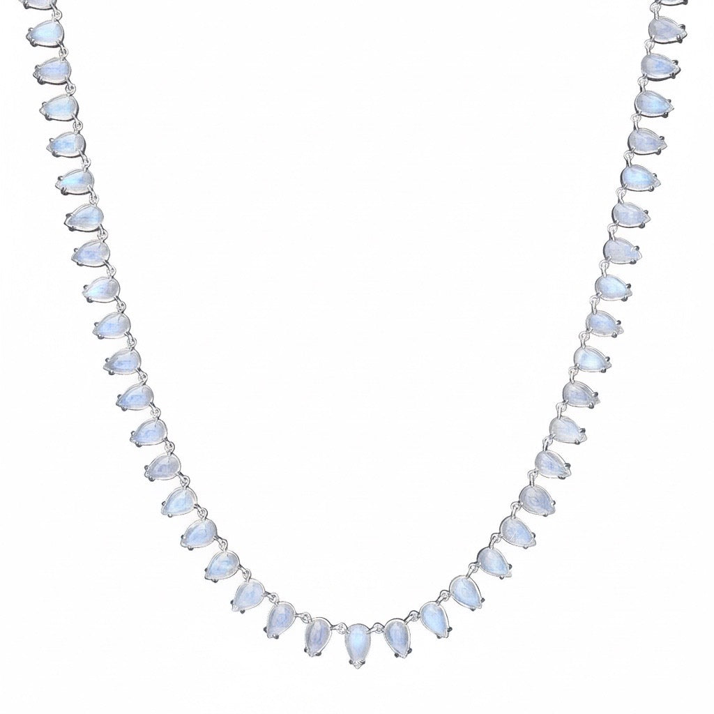 Pear Shaped Moonstone Tennis Necklace