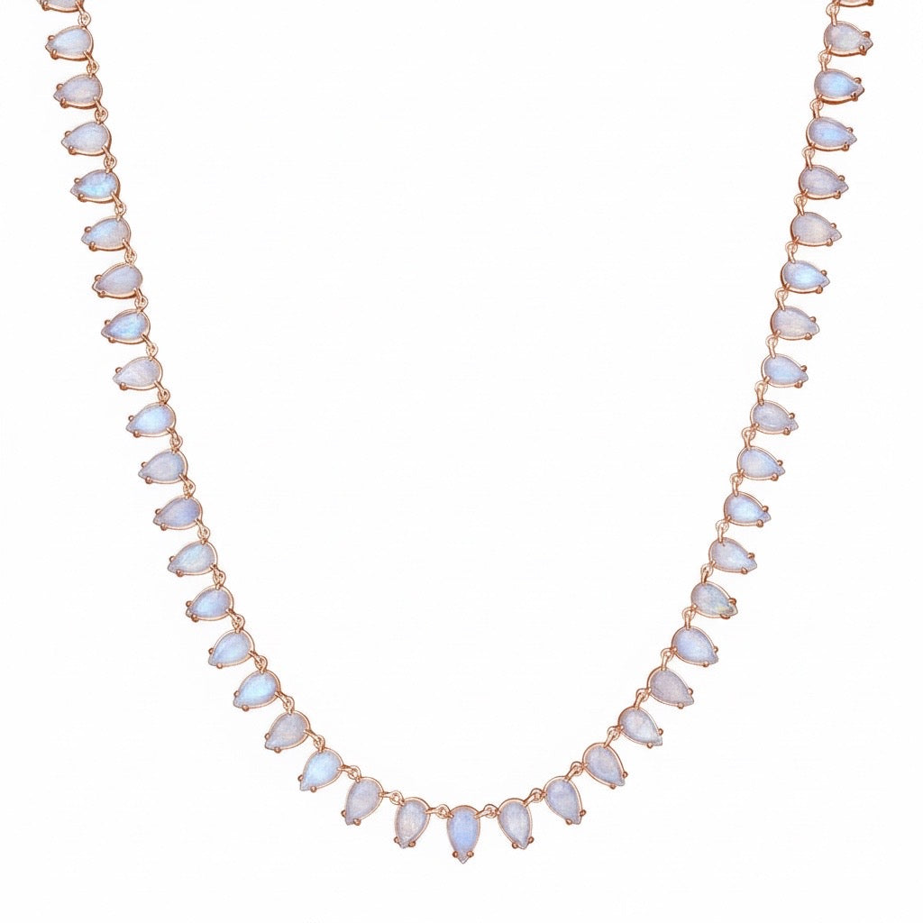 Pear Shaped Moonstone Tennis Necklace
