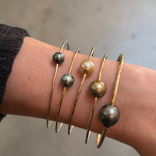 Standard Gold Filled South Sea Pearl Pounded Wire Bangle Bracelet