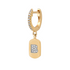 Personalized Plaque Initial Drop Diamond Huggie Hoop Earrings