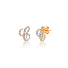 Mini Diamond Script Initial Stud Earring