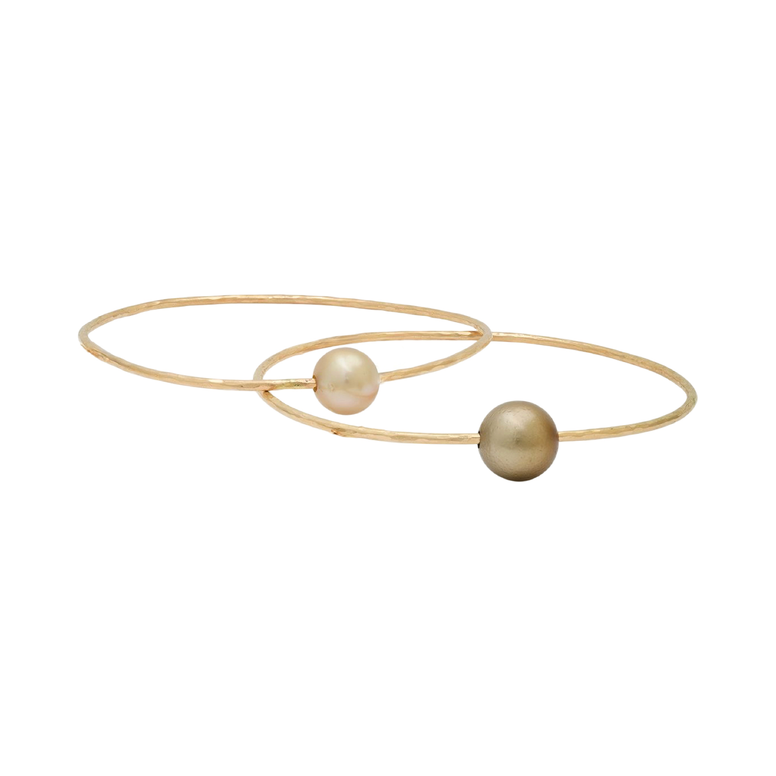Standard Gold Filled South Sea Pearl Pounded Wire Bangle Bracelet