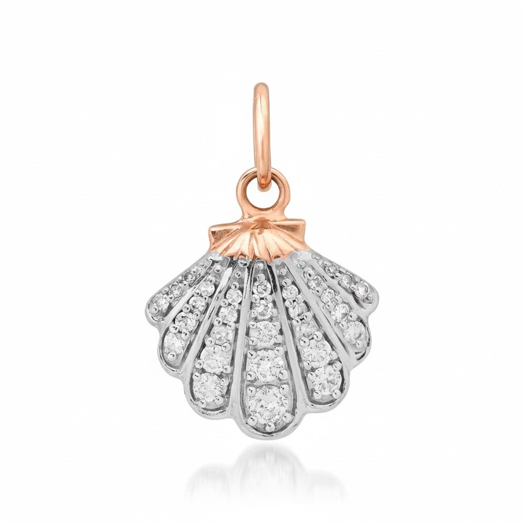 White Rhodium & Diamond Shell Charm