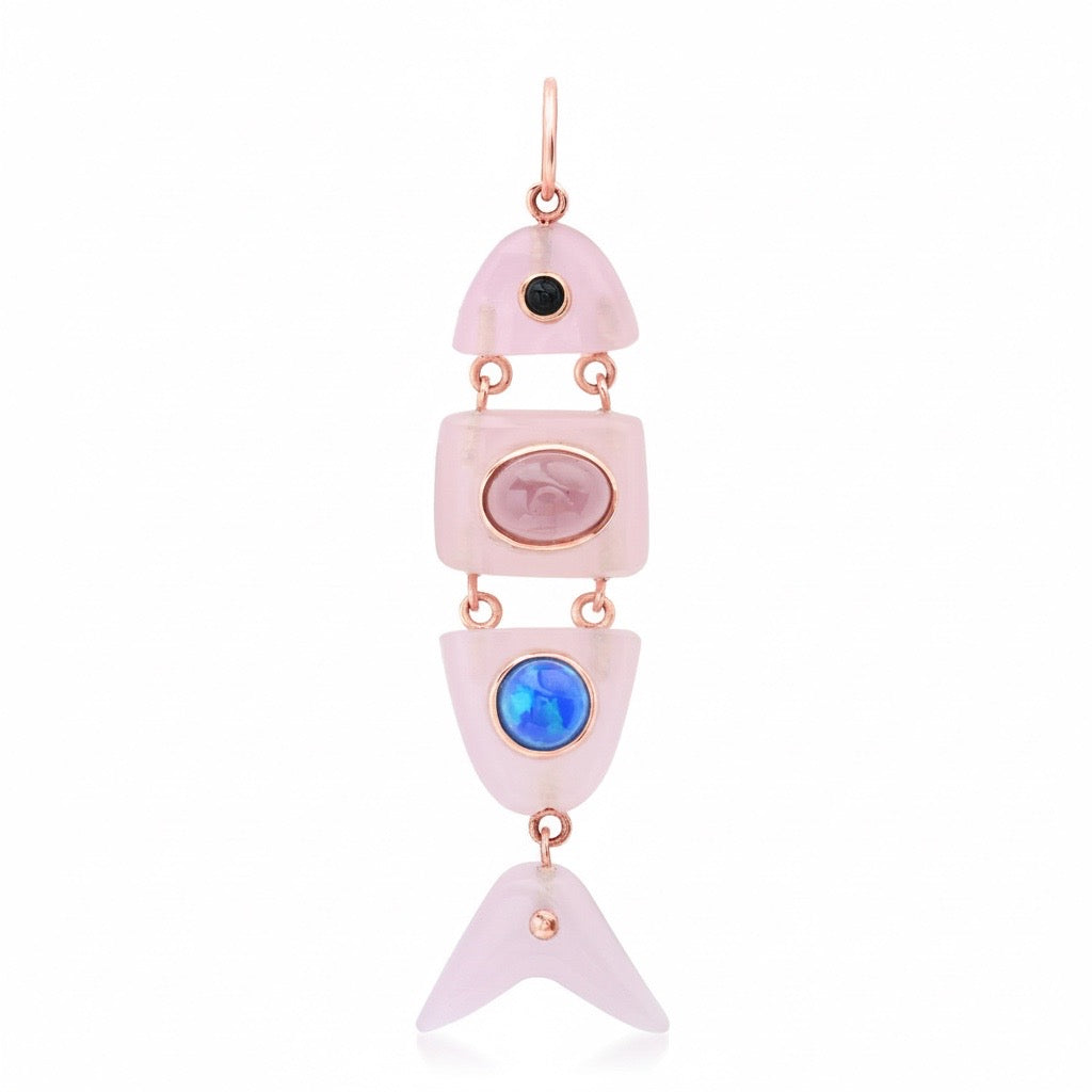 Segmented Gemstone Inlay Fish Charms