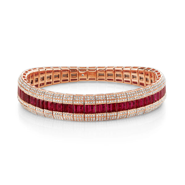Pave Diamond & Gemstone Scales Stretch Bracelet