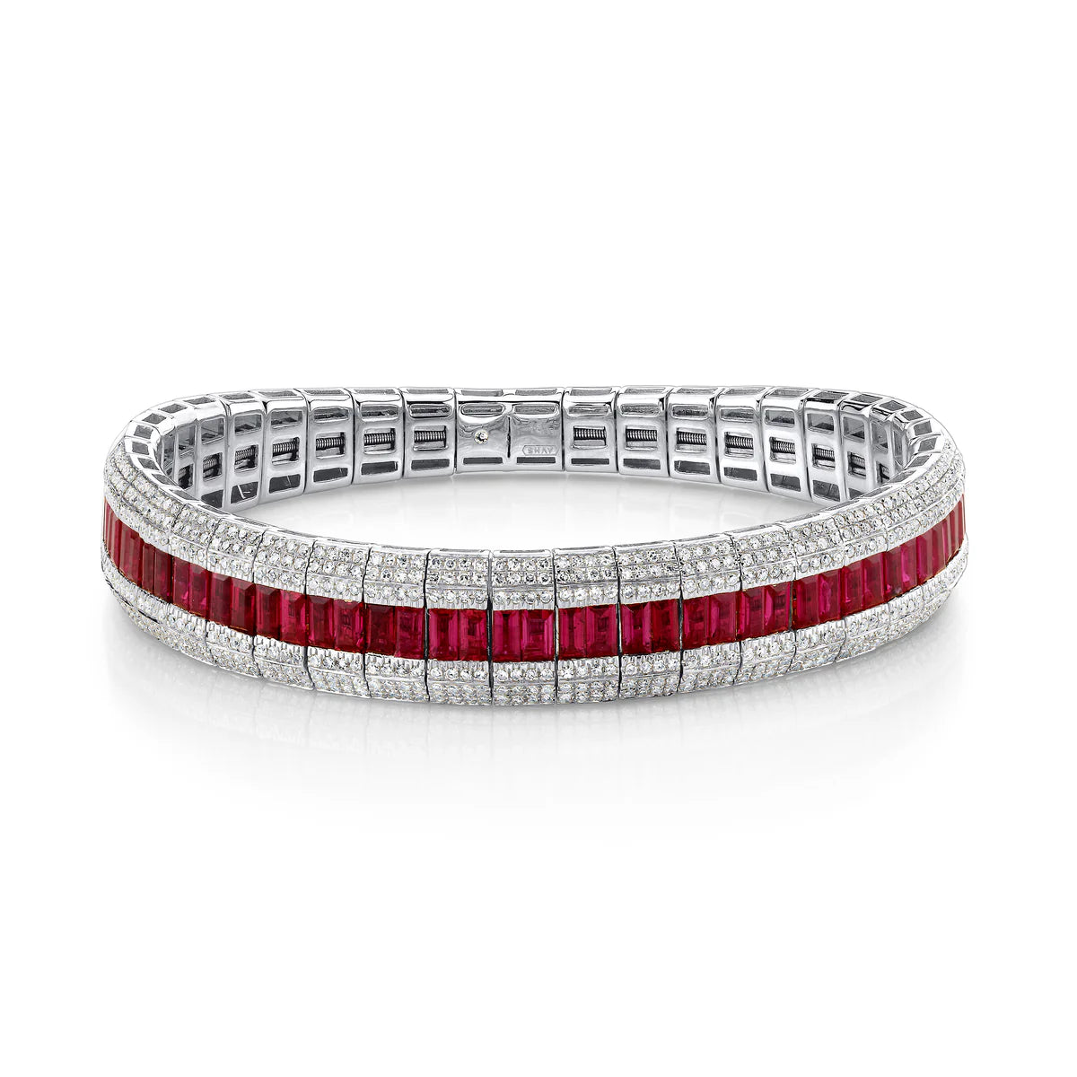 Pave Diamond & Gemstone Scales Stretch Bracelet