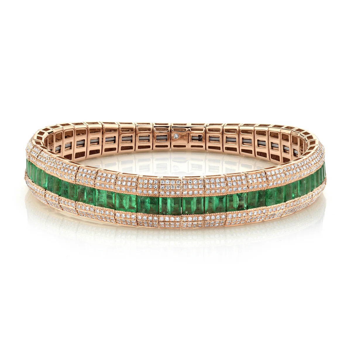 Pave Diamond & Gemstone Scales Stretch Bracelet