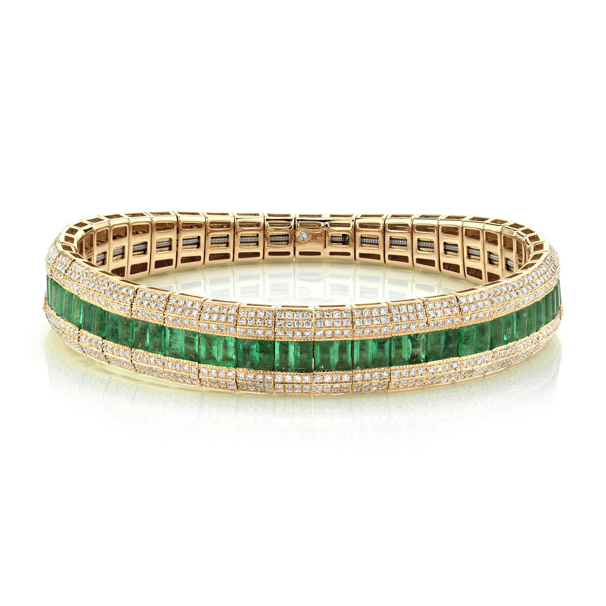 Pave Diamond & Gemstone Scales Stretch Bracelet
