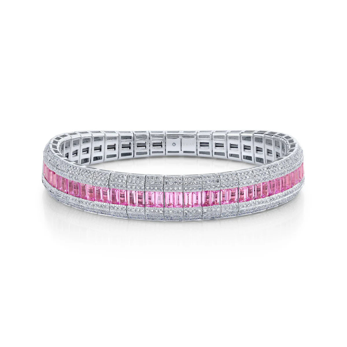 Pave Diamond & Gemstone Scales Stretch Bracelet
