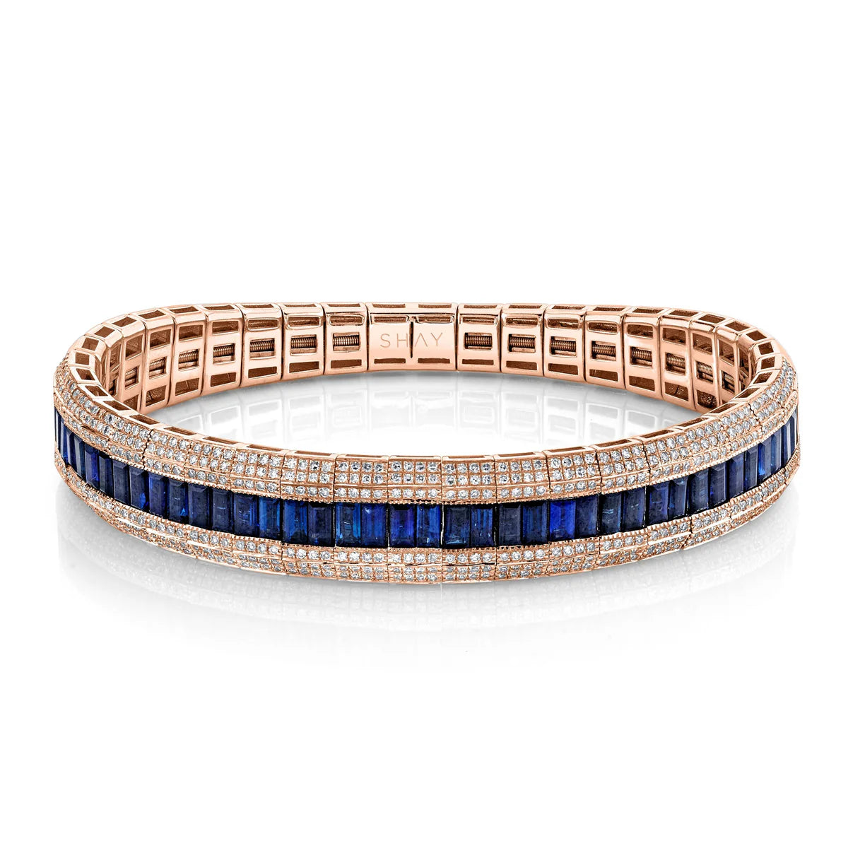 Pave Diamond & Gemstone Scales Stretch Bracelet