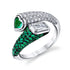Mixed Emerald & Diamond Pave Bypass Pinky Ring
