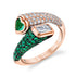 Mixed Emerald & Diamond Pave Bypass Pinky Ring