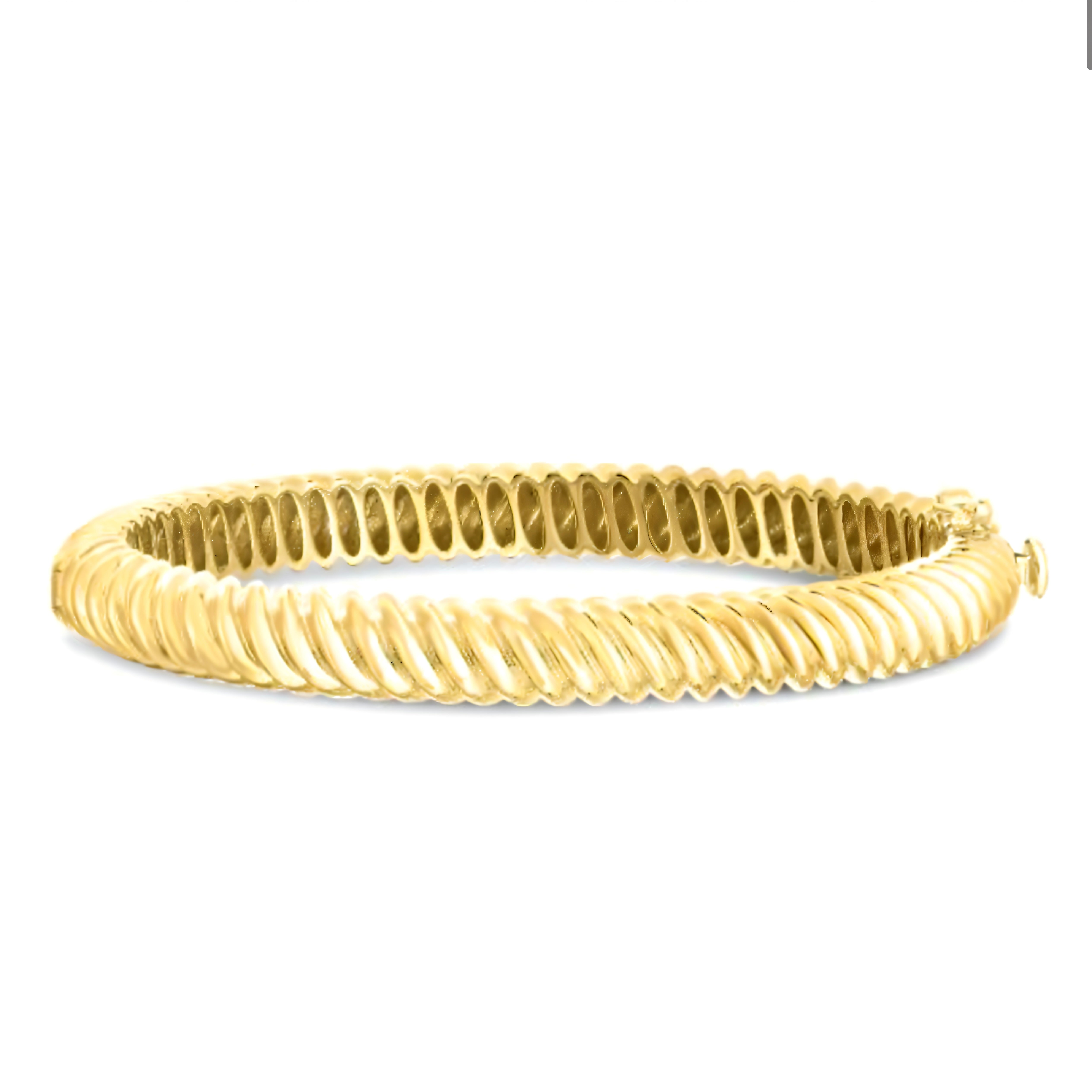 7mm Polished Twisted Gold Rope Bangle Bracelet