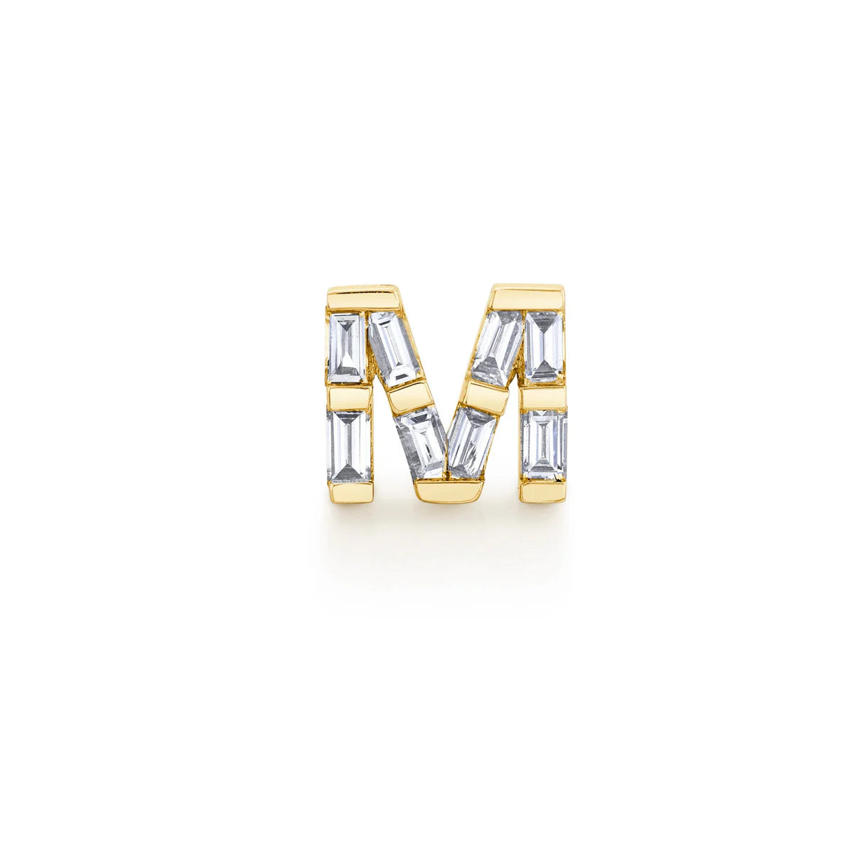 Diamond Baguette Initial Stud