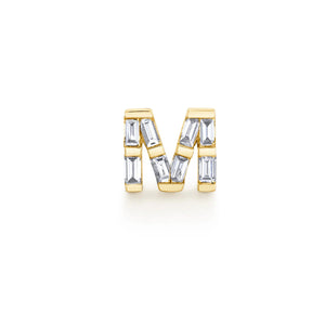 Diamond Baguette Initial Stud