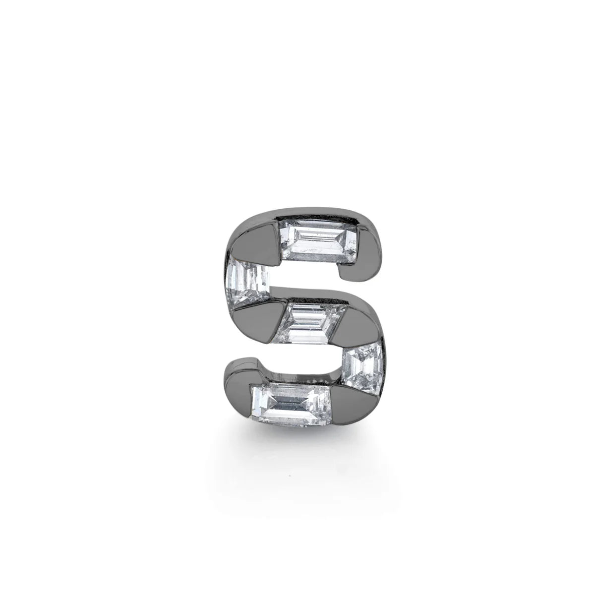 Diamond Baguette Initial Stud