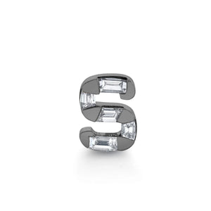 Diamond Baguette Initial Stud