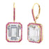 Pink Sapphire & White Topaz Portrait Gemstone Drop Earrings