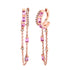 Double Mixed Diamond & Pink Sapphire Fringe Huggie Earrings