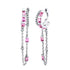 Double Mixed Diamond & Pink Sapphire Fringe Huggie Earrings