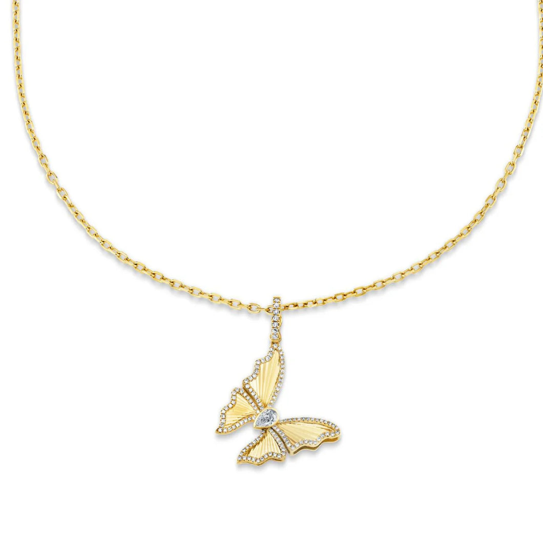 Diamond Butterfly Pendant Necklace