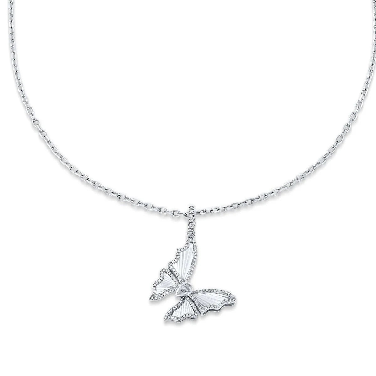Diamond Butterfly Pendant Necklace