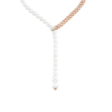 Pearl & Diamond Split Lariat Chain Necklace