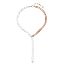 Pearl & Diamond Split Lariat Chain Necklace