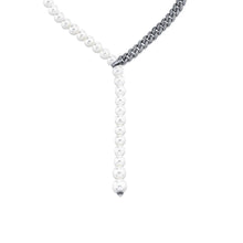 Pearl & Diamond Split Lariat Chain Necklace