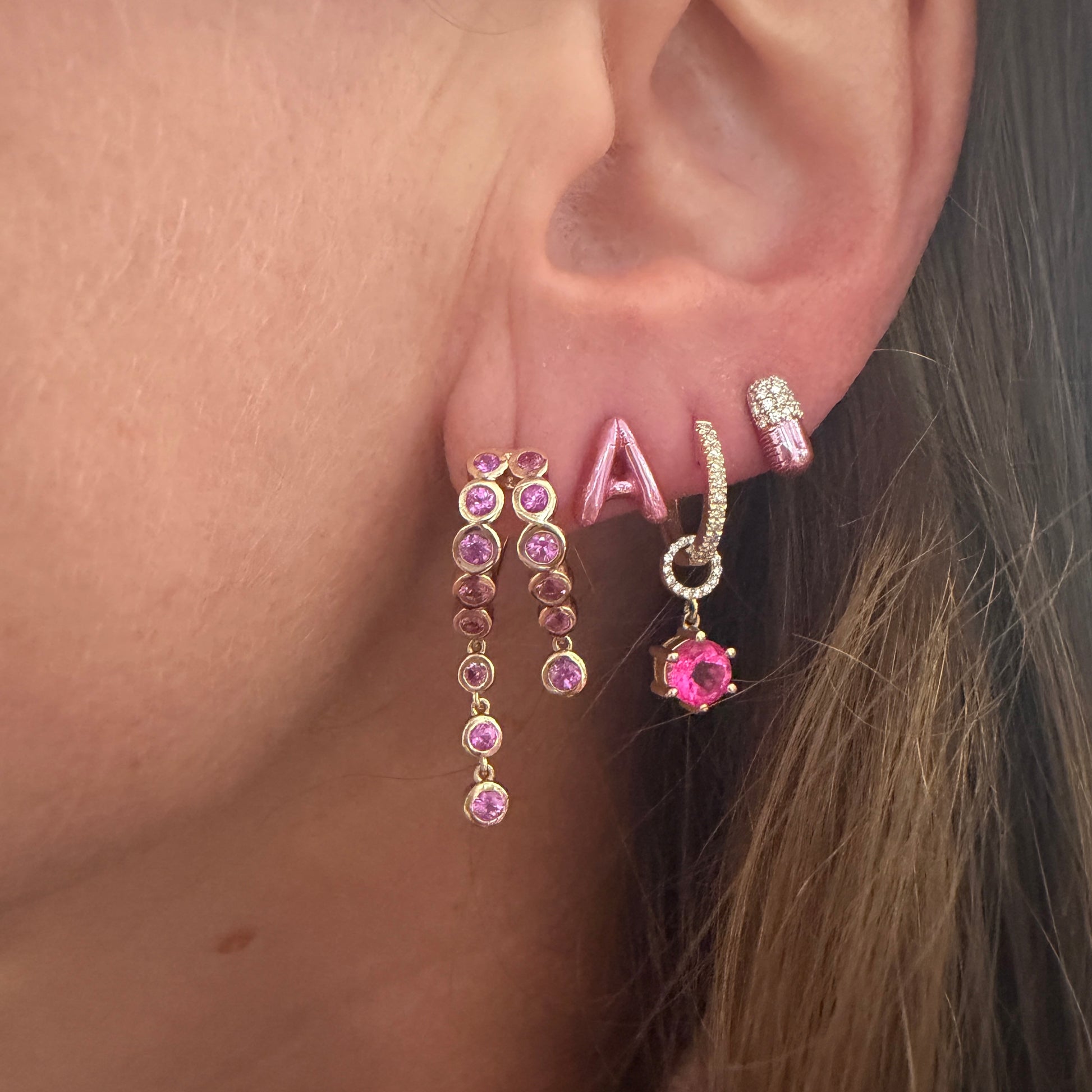 Single Diamond Pill Stud Earring