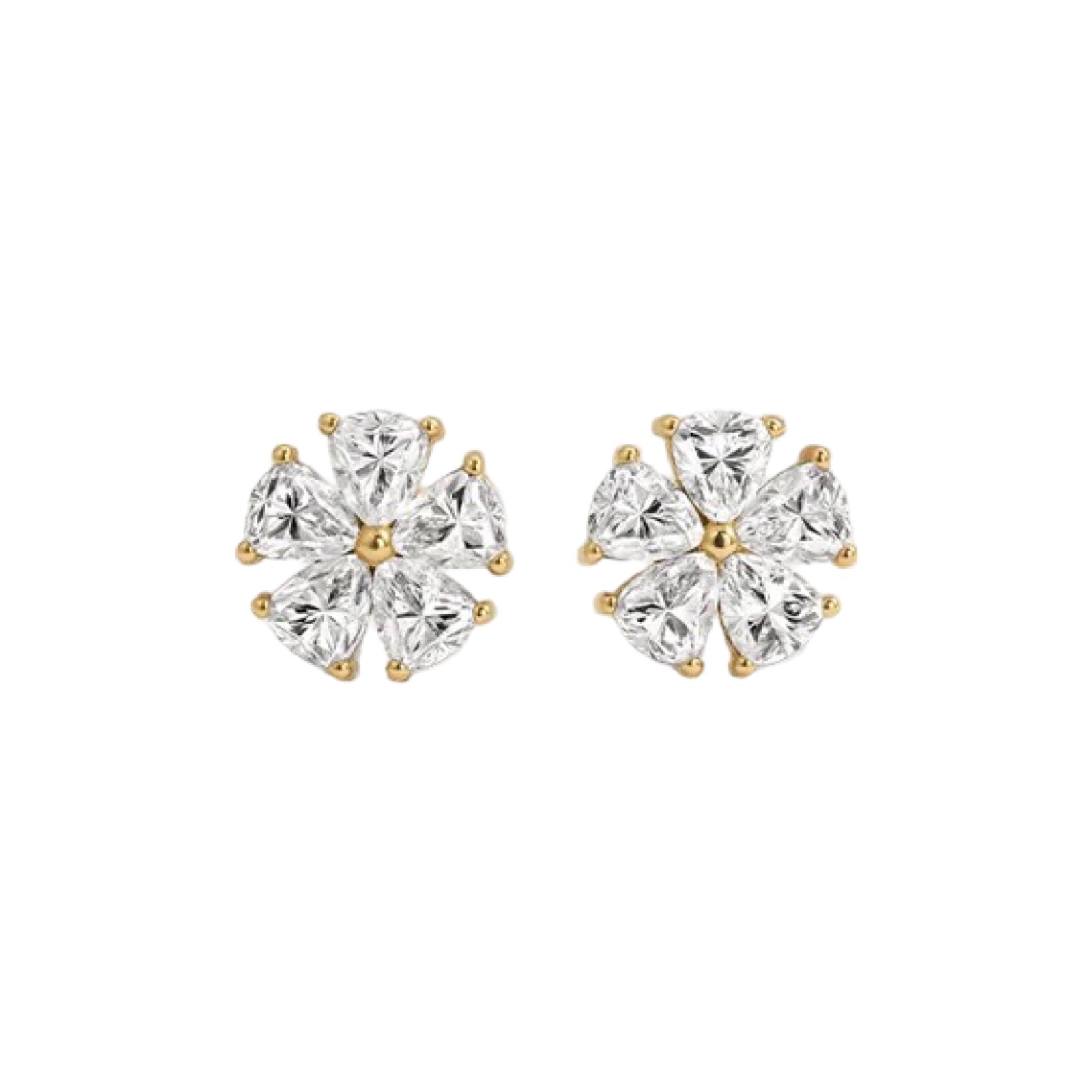 Lab Diamond Flower Stud Earrings