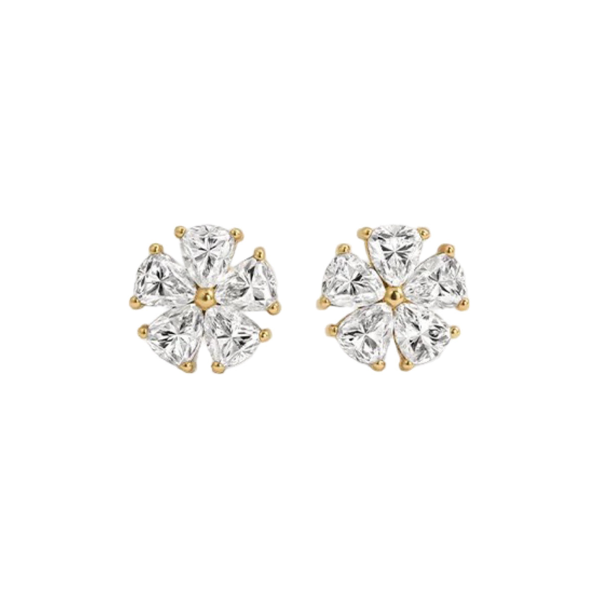 Lab Diamond Flower Stud Earrings
