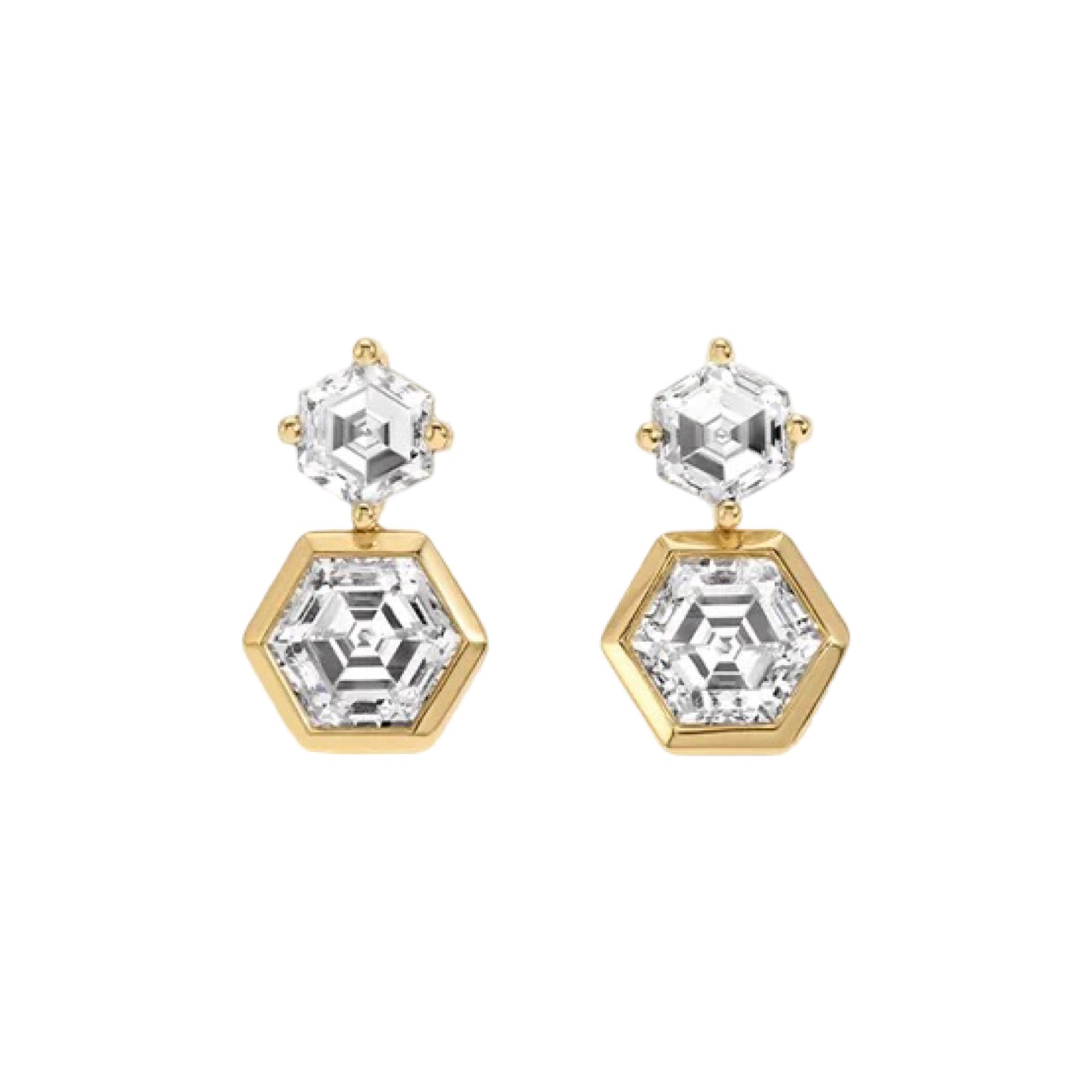 Lab Diamond Hexagon Drop Earrings