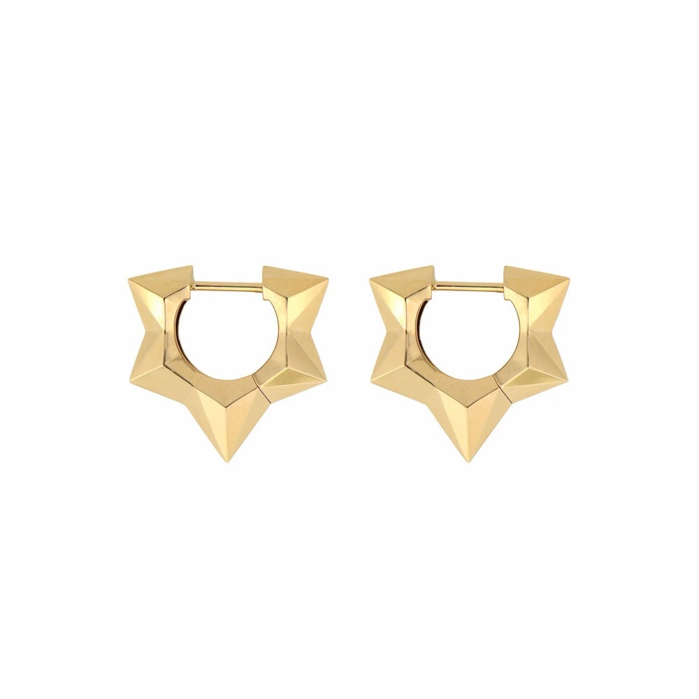 Small or Large Puffy Spike Star Hoop Earrings