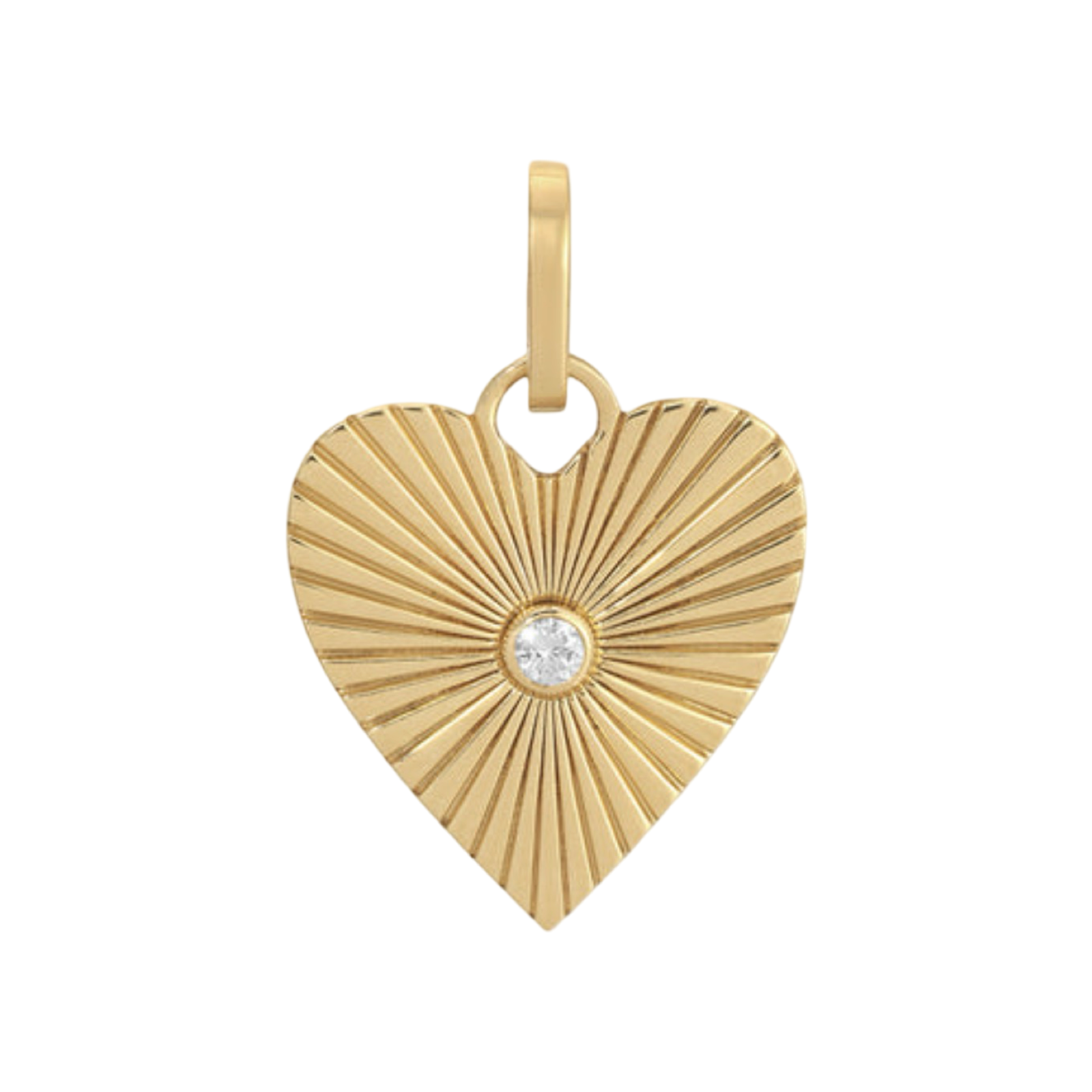 Groovy Diamond Heart Rays Hinged Charm