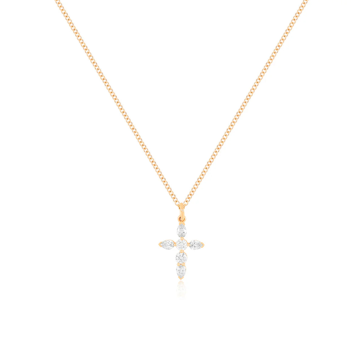 Prong Set Diamond Cross Necklace