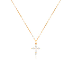 Prong Set Diamond Cross Necklace