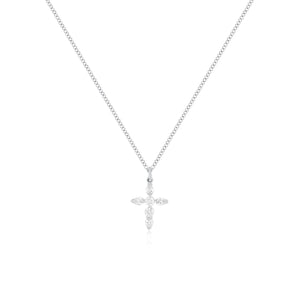 Prong Set Diamond Cross Necklace