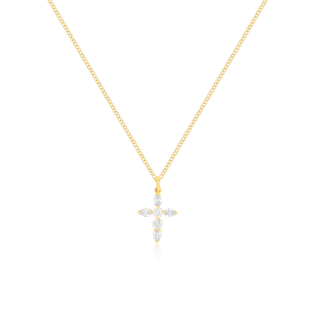 Prong Set Diamond Cross Necklace