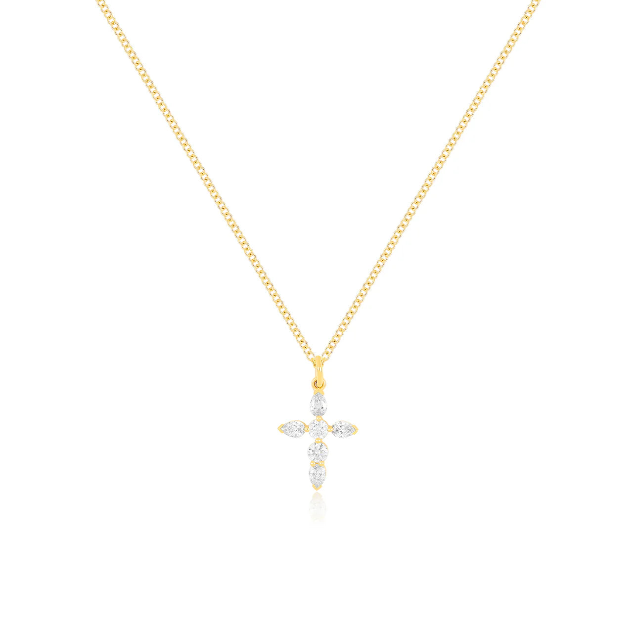 Prong Set Diamond Cross Necklace
