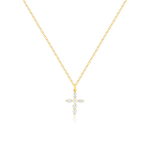 Prong Set Diamond Cross Necklace